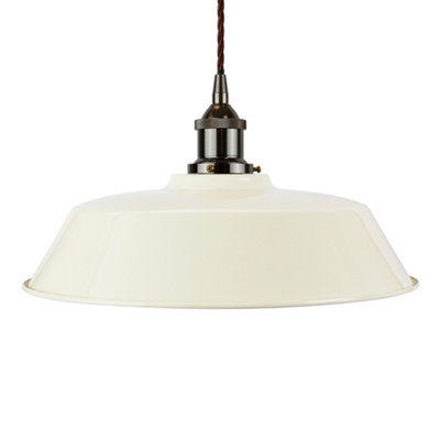 Clay White Chancery Painted Dome Pendant Light With Black Nickel Lamp Holder And Brown Twisted CableSe Home from B&Q