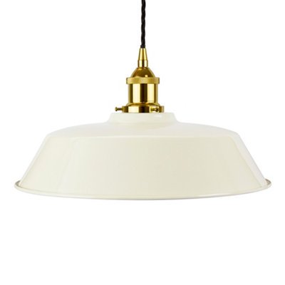 Clay White Chancery Painted Dome Pendant Light With Gold Lamp Holder And Black Twisted CableSe Home from B&Q