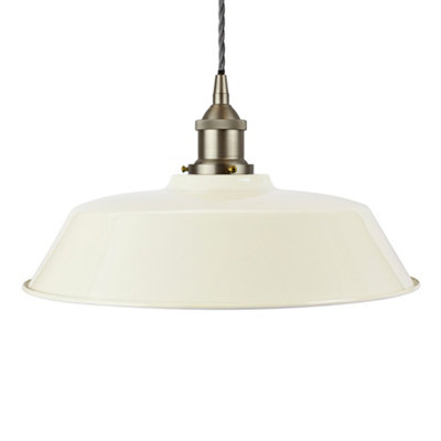 Clay White Chancery Painted Dome Pendant Light With Brushed Chrome Lamp Holder And Grey Twisted CableSe Home from B&Q