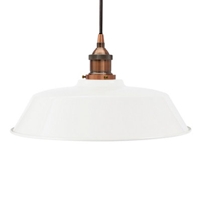 White Chancery Painted Dome Pendant Light With Antique Copper Lamp Holder And Black Round CableSe Home from B&Q
