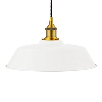 White Chancery Painted Dome Pendant Light With Antique Gold Lamp Holder And Black Twisted CableSe Home from B&Q