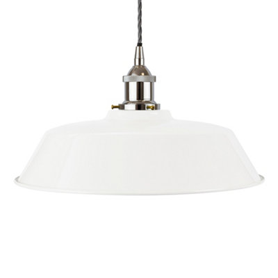 White Chancery Painted Dome Pendant Light With Nickel Lamp Holder And Grey Twisted CableSe Home from B&Q