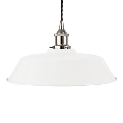 White Chancery Painted Dome Pendant Light With Nickel Lamp Holder And Black Twisted CableSe Home from B&Q