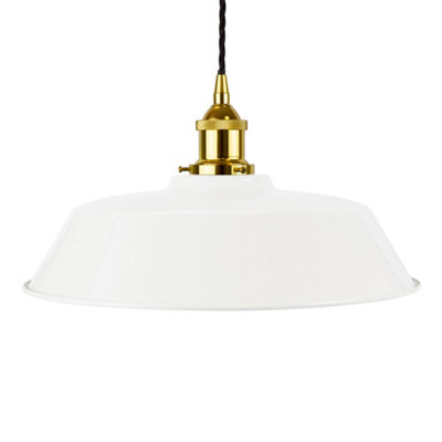 White Chancery Painted Dome Pendant Light With Gold Lamp Holder And Black Twisted CableSe Home from B&Q