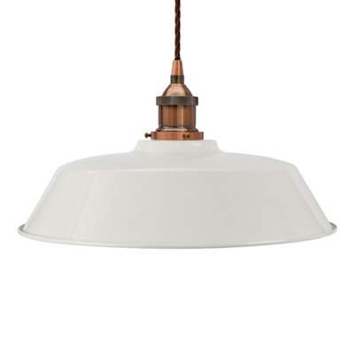 Pale Grey Chancery Painted Dome Pendant Light With Antique Copper Lamp Holder And Brown Twisted CableSe Home from B&Q