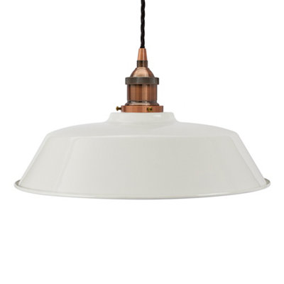 Pale Grey Chancery Painted Dome Pendant Light With Antique Copper Lamp Holder And Black Twisted CableSe Home from B&Q