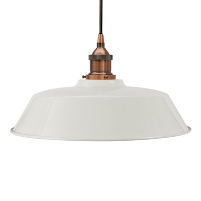 Pale Grey Chancery Painted Dome Pendant Light With Antique Copper Lamp Holder And Black Round CableSe Home from B&Q