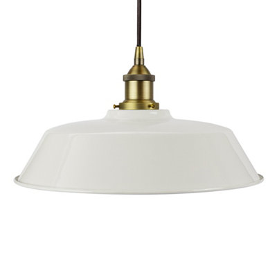 Pale Grey Chancery Painted Dome Pendant Light With Matt Antique Brass Lamp Holder And Black Round CableSe Home from B&Q