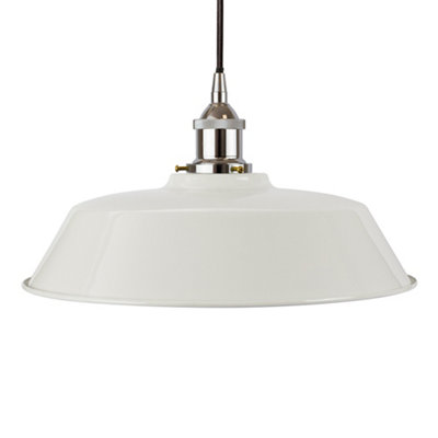 Pale Grey Chancery Painted Dome Pendant Light With Nickel Lamp Holder And Black Round CableSe Home from B&Q