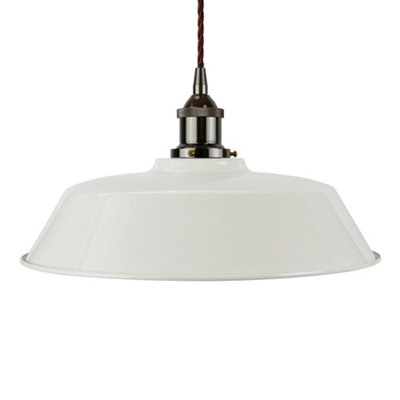 Pale Grey Chancery Painted Dome Pendant Light With Black Nickel Lamp Holder And Brown Twisted CableSe Home from B&Q