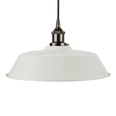 Pale Grey Chancery Painted Dome Pendant Light With Black Nickel Lamp Holder And Black Round CableSe Home from B&Q