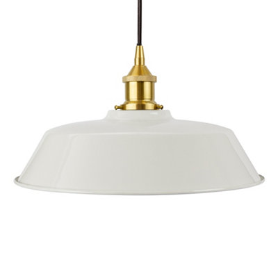 Pale Grey Chancery Painted Dome Pendant Light With Polished Brass Lamp Holder And Black Round CableSe Home from B&Q