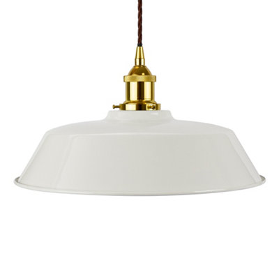 Pale Grey Chancery Painted Dome Pendant Light With Gold Lamp Holder And Brown Twisted CableSe Home from B&Q
