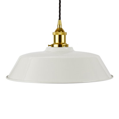 Pale Grey Chancery Painted Dome Pendant Light With Gold Lamp Holder And Black Twisted CableSe Home from B&Q