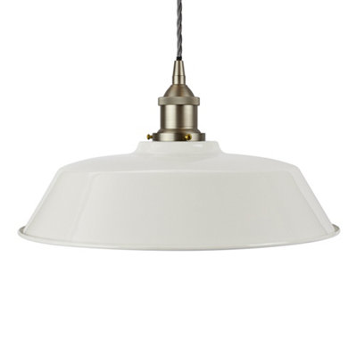 Pale Grey Chancery Painted Dome Pendant Light With Brushed Chrome Lamp Holder And Grey Twisted CableSe Home from B&Q