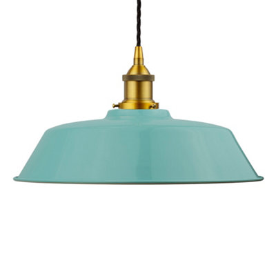 Duck Egg Blue Chancery Painted Dome Pendant Light With Antique Gold Lamp Holder And Black Twisted CableSe Home from B&Q