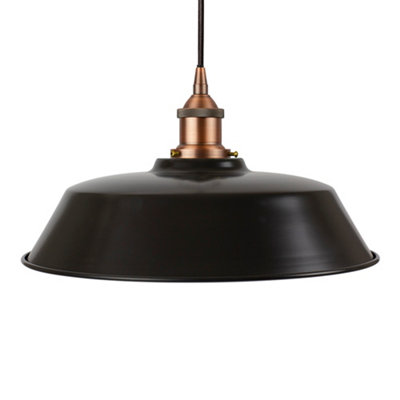 Matt Black Chancery Painted Dome Pendant Light With Matt Antique Copper Lamp Holder And Black Round CableSe Home from B&Q