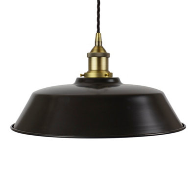 Matt Black Chancery Painted Dome Pendant Light With Matt Antique Brass Lamp Holder And Black Twisted CableSe Home from B&Q
