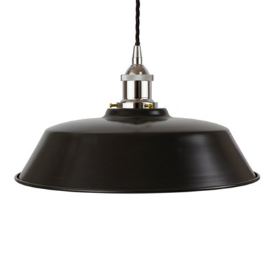 Matt Black Chancery Painted Dome Pendant Light With Nickel Lamp Holder And Black Twisted CableSe Home from B&Q