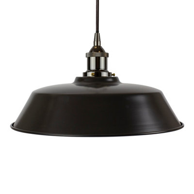 Matt Black Chancery Painted Dome Pendant Light With Black Nickel Lamp Holder And Black Round CableSe Home from B&Q