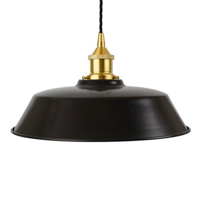 Matt Black Chancery Painted Dome Pendant Light With Polished Brass Lamp Holder And Black Twisted CableSe Home from B&Q