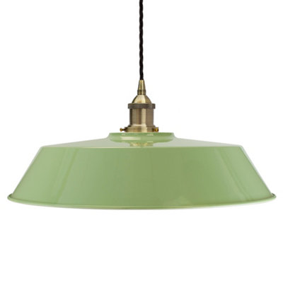Mint Green Large Chancery Painted Dome Pendant Light With Antique Brass Lamp Holder And Black Twisted CableSe Home from B&Q