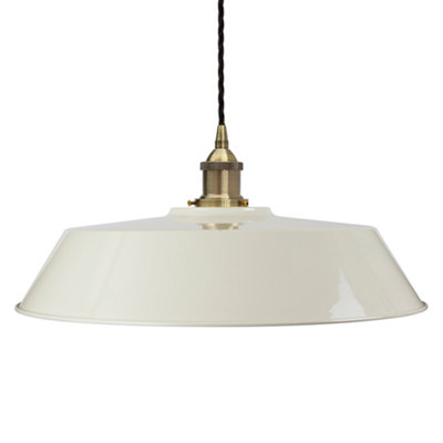 Clay White Large Chancery Painted Dome Pendant Light With Antique Brass Lamp Holder And Black Twisted CableSe Home from B&Q
