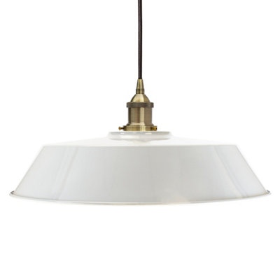 Pale Grey Large Chancery Painted Dome Pendant Light With Antique Brass Lamp Holder And Black Twisted CableSe Home from B&Q