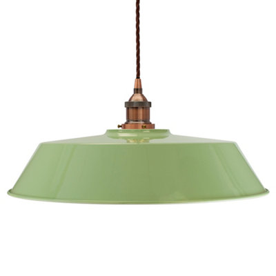 Mint Green Large Chancery Painted Dome Pendant Light With Antique Copper Lamp Holder And Brown Twisted CableSe Home from B&Q