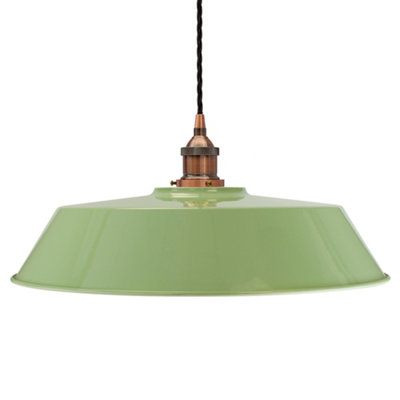 Mint Green Large Chancery Painted Dome Pendant Light With Antique Copper Lamp Holder And Black Twisted CableSe Home from B&Q