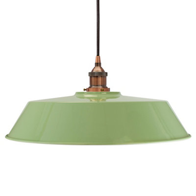 Mint Green Large Chancery Painted Dome Pendant Light With Antique Copper Lamp Holder And Black Round CableSe Home from B&Q