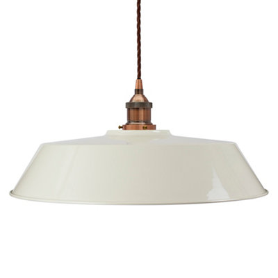 Clay White Large Chancery Painted Dome Pendant Light With Antique Copper Lamp Holder And Brown Twisted CableSe Home from B&Q