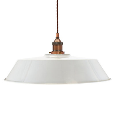 Pale Grey Large Chancery Painted Dome Pendant Light With Antique Copper Lamp Holder And Brown Twisted CableSe Home from B&Q