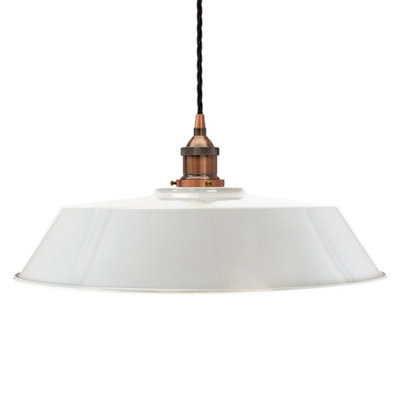 Pale Grey Large Chancery Painted Dome Pendant Light With Antique Copper Lamp Holder And Black Twisted CableSe Home from B&Q