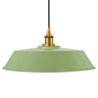 Mint Green Large Chancery Painted Dome Pendant Light With Antique Gold Lamp Holder And Black Twisted CableSe Home from B&Q