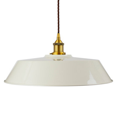 Clay White Large Chancery Painted Dome Pendant Light With Antique Gold Lamp Holder And Brown Twisted CableSe Home from B&Q