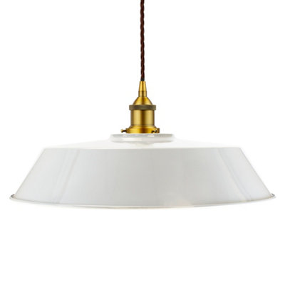 Pale Grey Large Chancery Painted Dome Pendant Light With Antique Gold Lamp Holder And Brown Twisted CableSe Home from B&Q