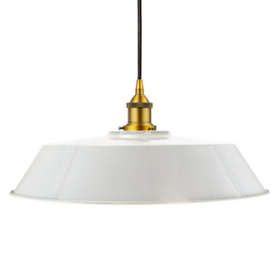 Pale Grey Large Chancery Painted Dome Pendant Light With Antique Gold Lamp Holder And Black Round CableSe Home from B&Q
