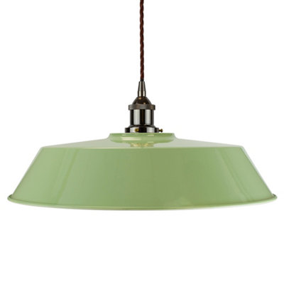Mint Green Large Chancery Painted Dome Pendant Light With Black Nickel Lamp Holder And Brown Twisted CableSe Home from B&Q
