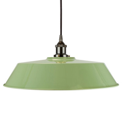Mint Green Large Chancery Painted Dome Pendant Light With Black Nickel Lamp Holder And Black Round CableSe Home from B&Q