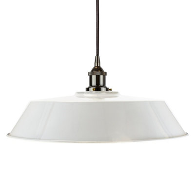 Pale Grey Large Chancery Painted Dome Pendant Light With Black Nickel Lamp Holder And Black Round CableSe Home from B&Q