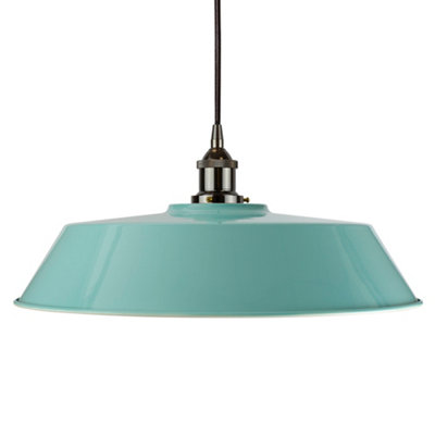 Duck Egg Blue Large Chancery Painted Dome Pendant Light With Black Nickel Lamp Holder And Black Round CableSe Home from B&Q
