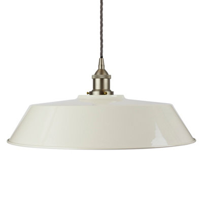Clay White Large Chancery Painted Dome Pendant Light With Brushed Chrome Lamp Holder And Grey Twisted CableSe Home from B&Q