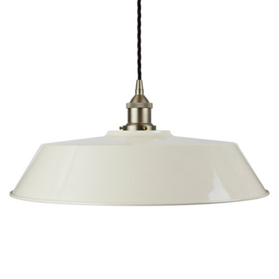 Clay White Large Chancery Painted Dome Pendant Light With Brushed Chrome Lamp Holder And Black Twisted CableSe Home from B&Q