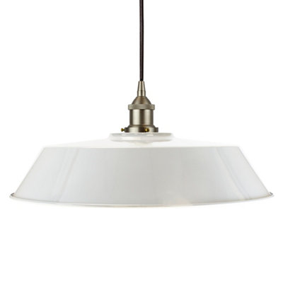 Pale Grey Large Chancery Painted Dome Pendant Light With Brushed Chrome Lamp Holder And Black Round CableSe Home from B&Q