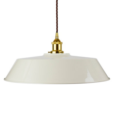 Clay White Large Chancery Painted Dome Pendant Light With Gold Lamp Holder And Brown Twisted CableSe Home from B&Q
