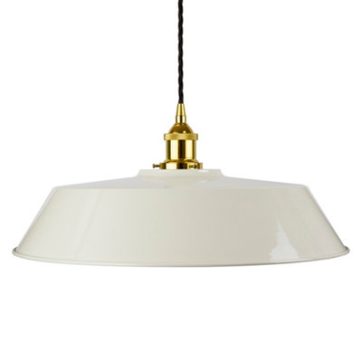Clay White Large Chancery Painted Dome Pendant Light With Gold Lamp Holder And Black Twisted CableSe Home from B&Q