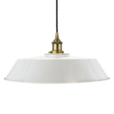 Pale Grey Large Chancery Painted Dome Pendant Light With Matt Antique Brass Lamp Holder And Black Twisted CableSe Home from B&Q