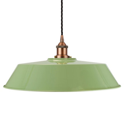 Mint Green Large Chancery Painted Dome Pendant Light With Matt Antique Copper Lamp Holder And Black Twisted CableSe Home from B&Q