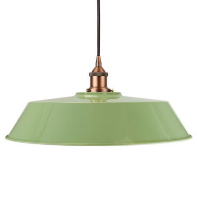 Mint Green Large Chancery Painted Dome Pendant Light With Matt Antique Copper Lamp Holder And Black Round CableSe Home from B&Q